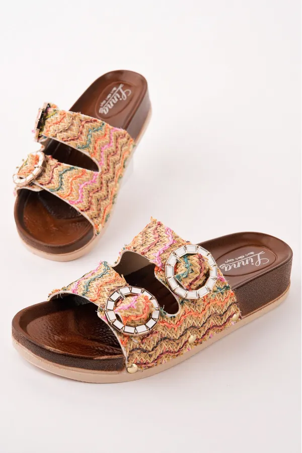 Pantoufles décontractées pour femmes Muggo BEFOR à double boucle et motifs