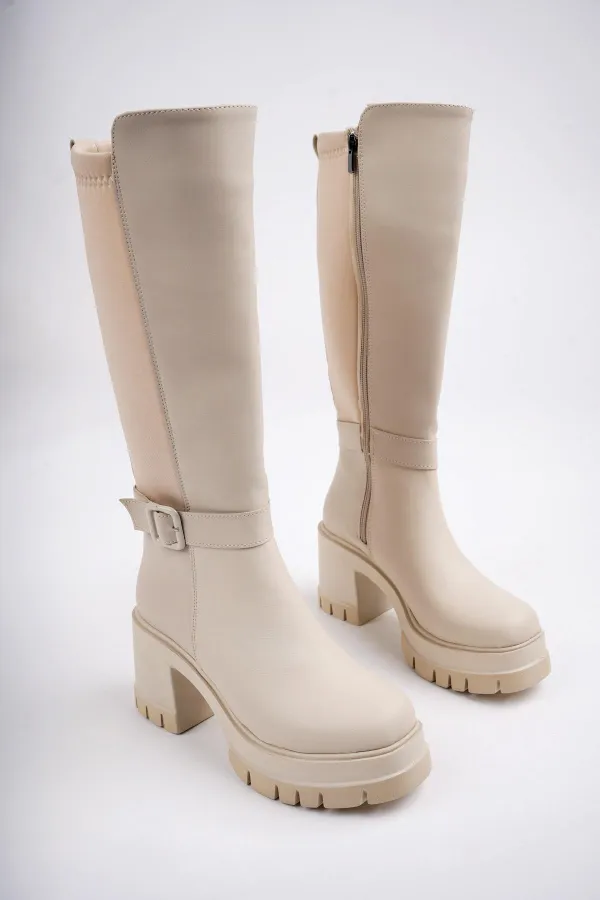 Muggo ARONGO garanti ceinture détail fermeture éclair talon plateforme bottes pour femmes