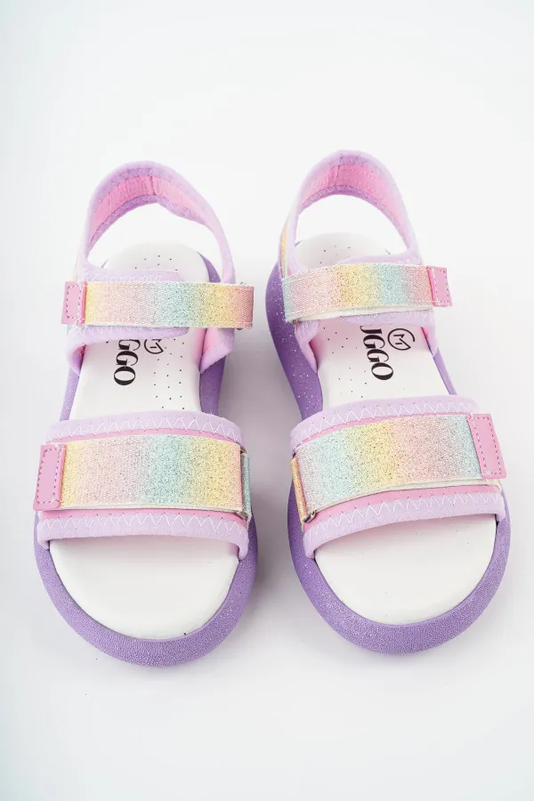 Sandales pour filles Muggo CRUZ, garanties pour tous les jours, à semelle orthopédique légère, pailletées et à scratch