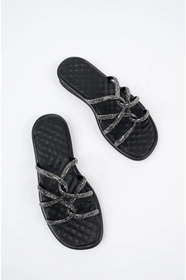 Muggo Bella Kadın Garantili Günlük Ortopedik Taşlı Şık Tarz ve Rahat Terlik