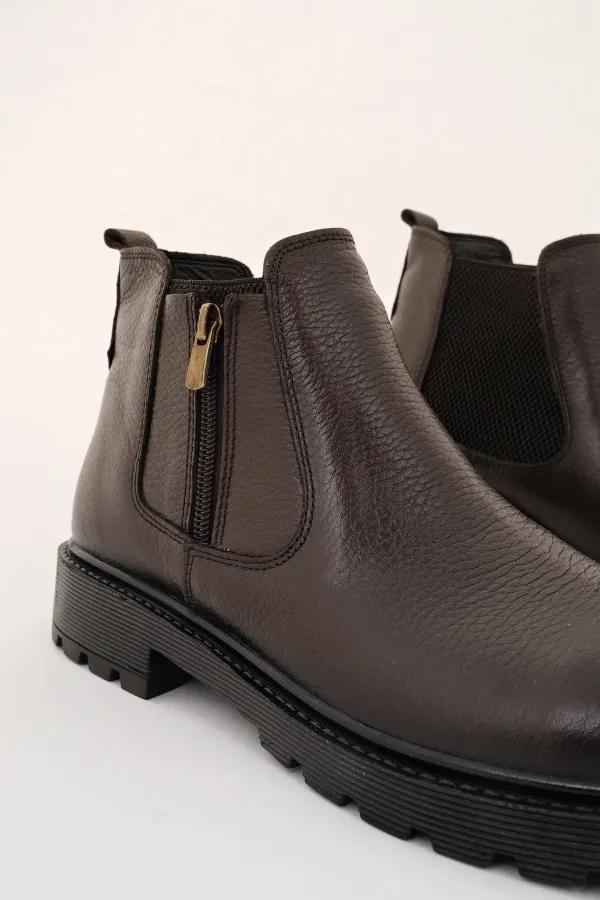 Bottes d'hiver pour hommes Muggo LUXOR en cuir véritable avec fermeture éclair