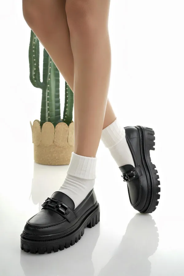 Mocassins Muggo SAMANTHA pour femmes, semelle épaisse, boucle, chaussures décontractées pour tous les jours