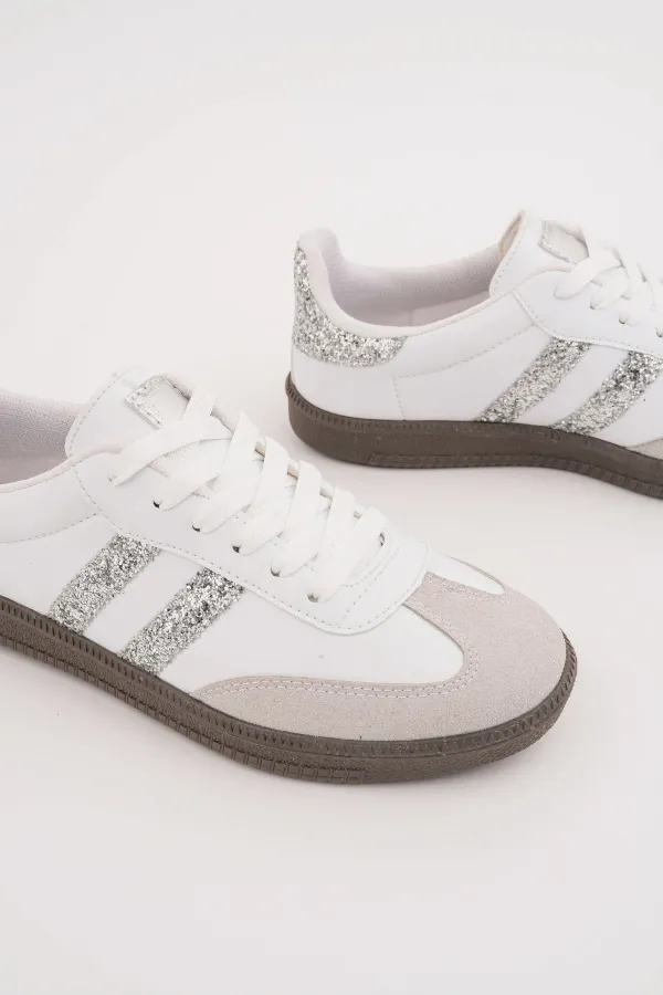 Muggo SPARKLY Kadın Sim Detaylı Günlük Sneaker Spor Ayakkabı