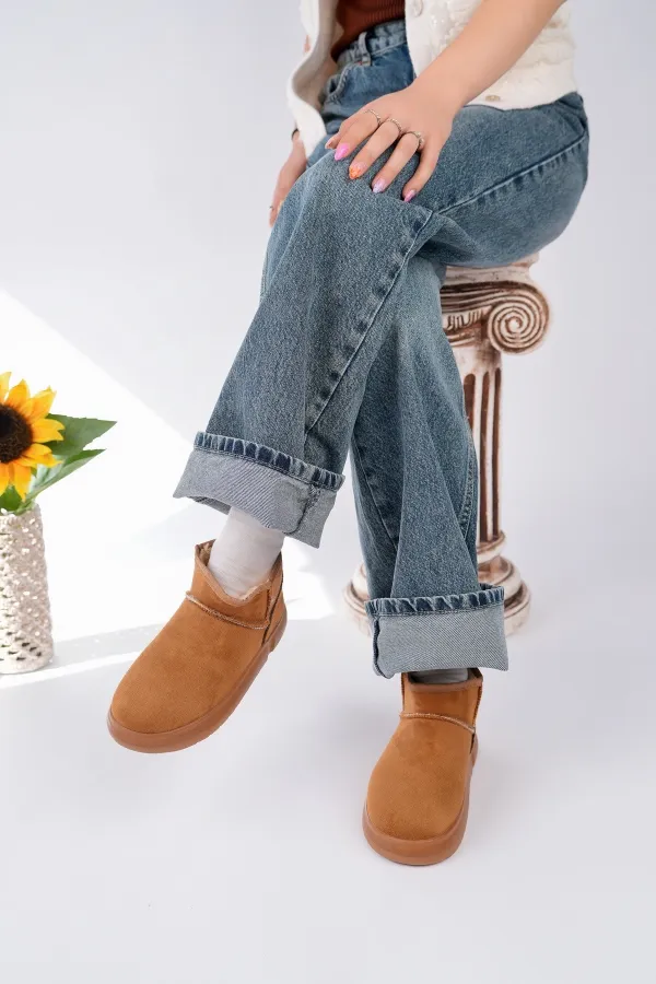 Bottines courtes décontractées Muggo TAZZY pour femmes, à semelle épaisse et doublure en fourrure.