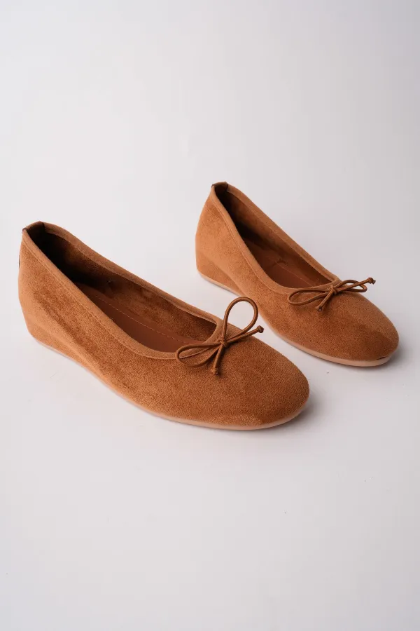 Muggo HİDDEN Gizli Topuklu Fiyonk Detaylı Deri Kadın Babet