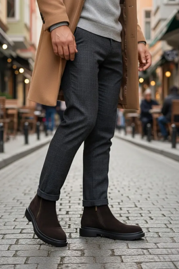 Bottes d'hiver décontractées pour homme Muggo ASTRA en cuir véritable avec double fermeture éclair 