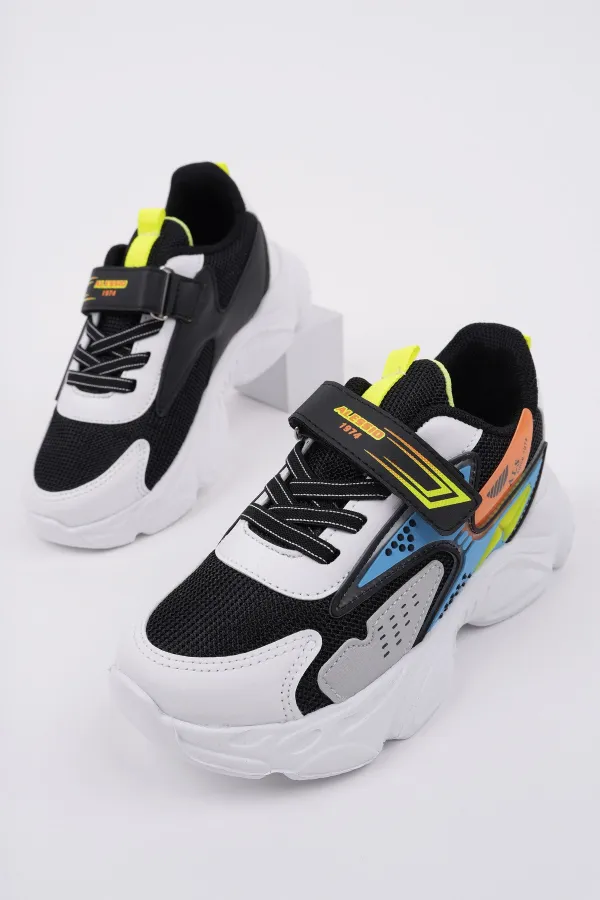 Chaussures de sport unisexes pour enfants Muggo PANTER à semelle épaisse, fermeture velcro et lacets