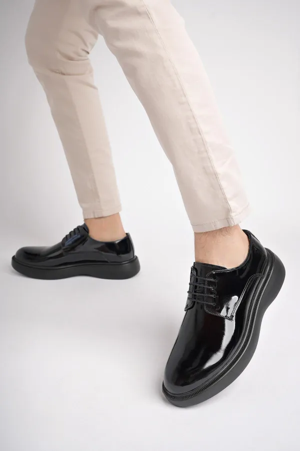 Muggo SMITH Chaussures pour hommes classiques et confortables en cuir véritable, style décontracté, avec semelle orthopédique épaisse.