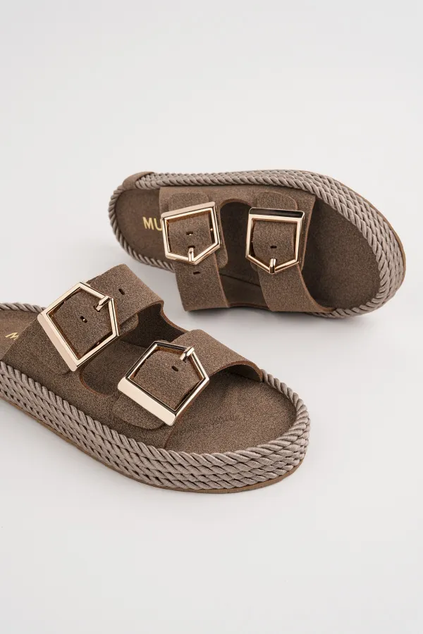 Muggo GOLDY Women's Double Buckle Adjustable Comfortable Sole Casual Slippers Muggo GOLDY Women's Double Buckle Adjustable Comfortable Sole Casual Slippers