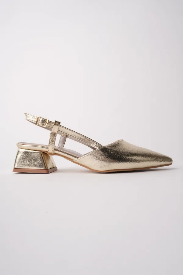 Muggo WONDER Pointed Toe Open Back Women's Low Heel Shoes