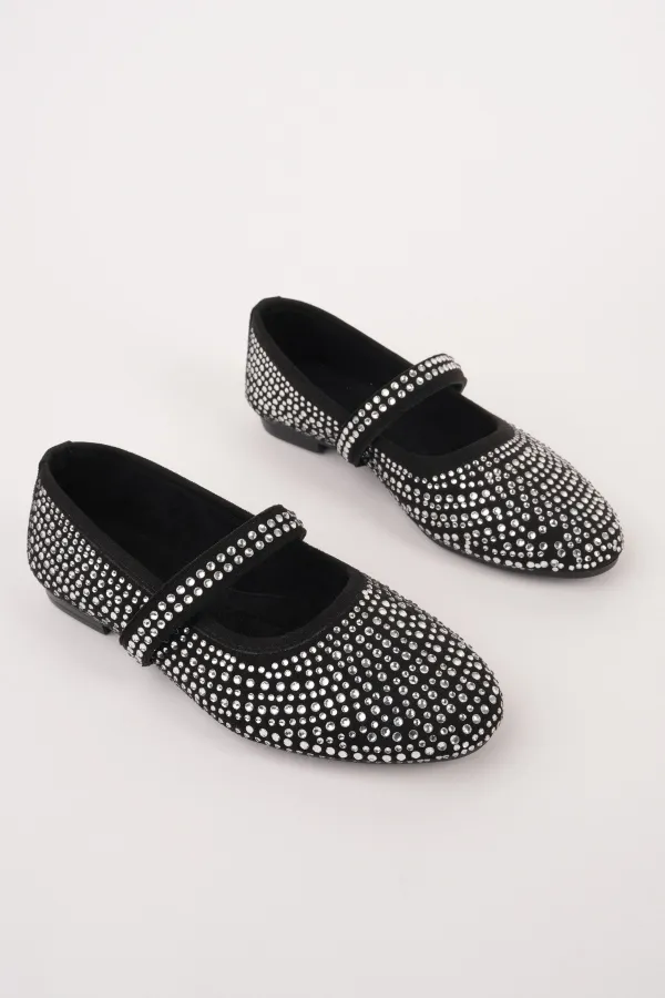 Ballerines décontractées pour femmes Muggo MEDA à strass et bride unique