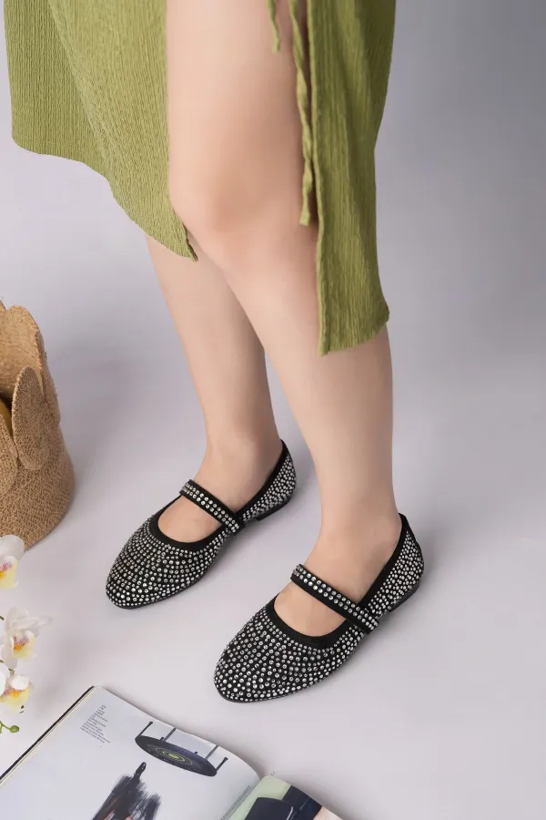 Ballerines décontractées pour femmes Muggo MEDA à strass et bride unique