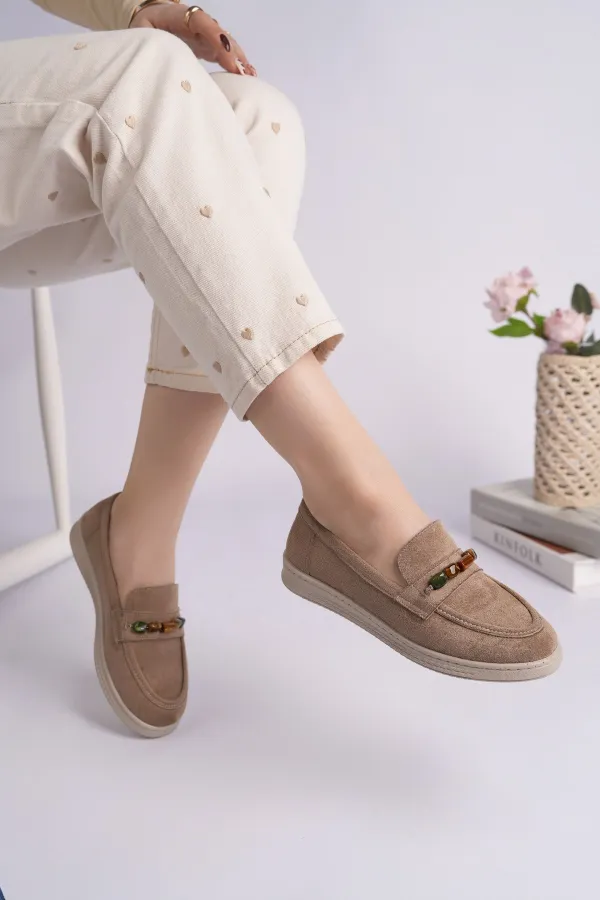 Mocassins décontractés en daim à détails perlés pour femmes Muggo AUREVA