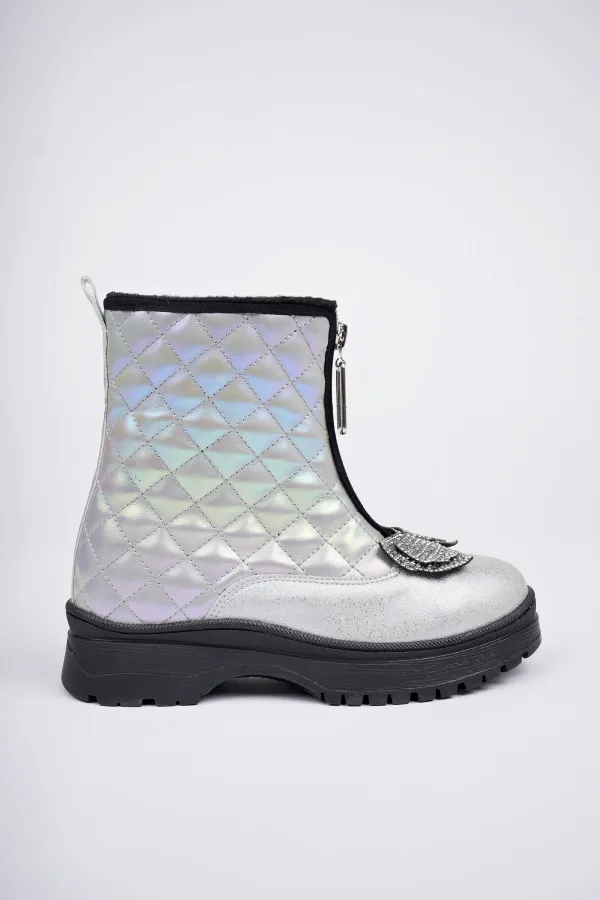 Bottes d'hiver pour enfants Muggo PONNY avec semelle antidérapante garantie, fermeture éclair avant et nœud