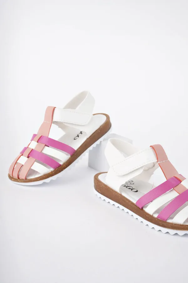 Muggo Rapunzel Garantili Günlük Ortopedik Hafif Taban Cırtlı Kız Çocuk Sandalet