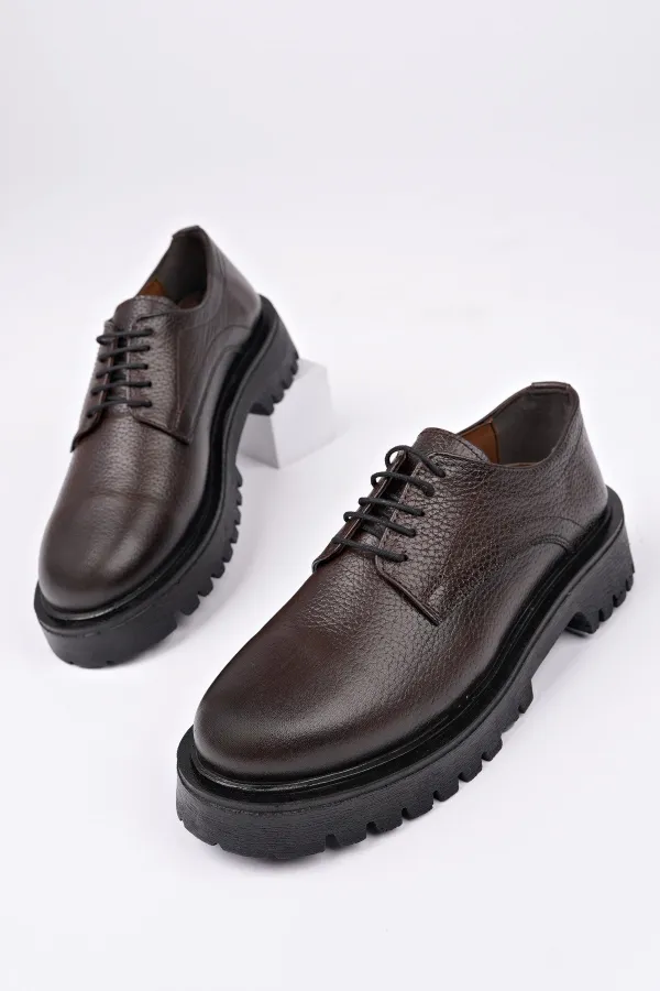 Muggo BLANCA  Bağcıklı Hakiki Deri Kalın Taban Günlük Casual Makosen Kadın Loafer Ayakkabı