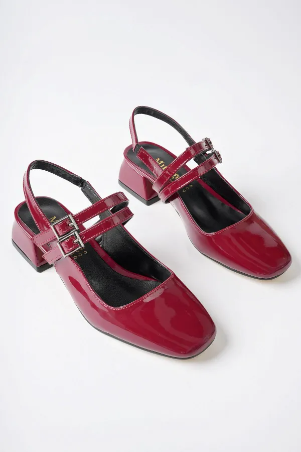 Muggo JANE Garantili Arkası Açık Kare Burunlu Kadın Günlük Kısa Topuklu Ayakkabı