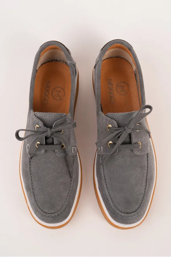 Muggo CRAFT Genuine Suede Leather Lace-up Men's Casual Loafer Shoes