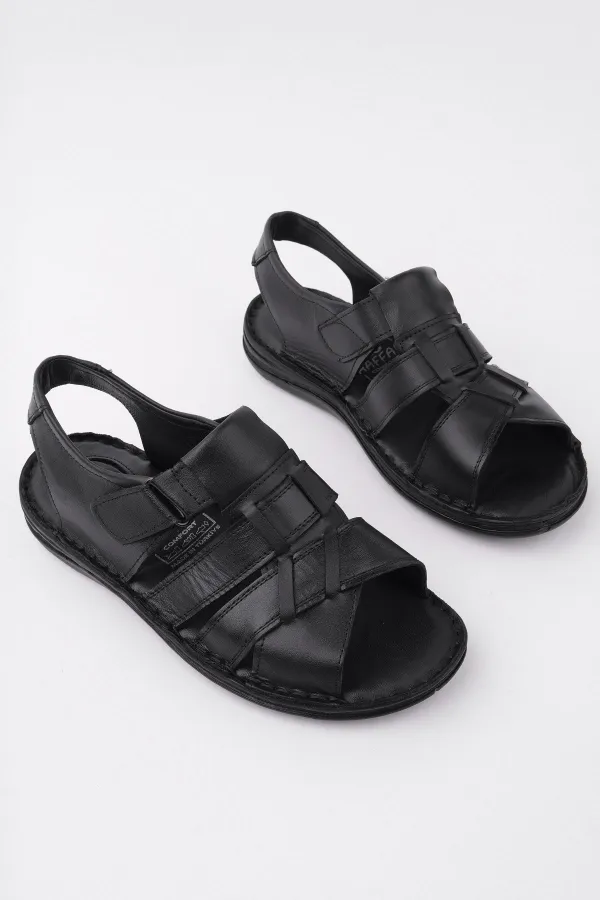 Muggo Charles Guaranteed Men's Casual Genuine Leather Comfortable Soft Sole Orthopedic Sandals