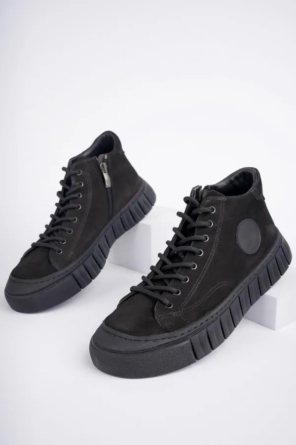 Muggo KAPOOR Guaranteed Lace-up Zipper Genuine Leather Non-Slip Sole Men's Casual Boot