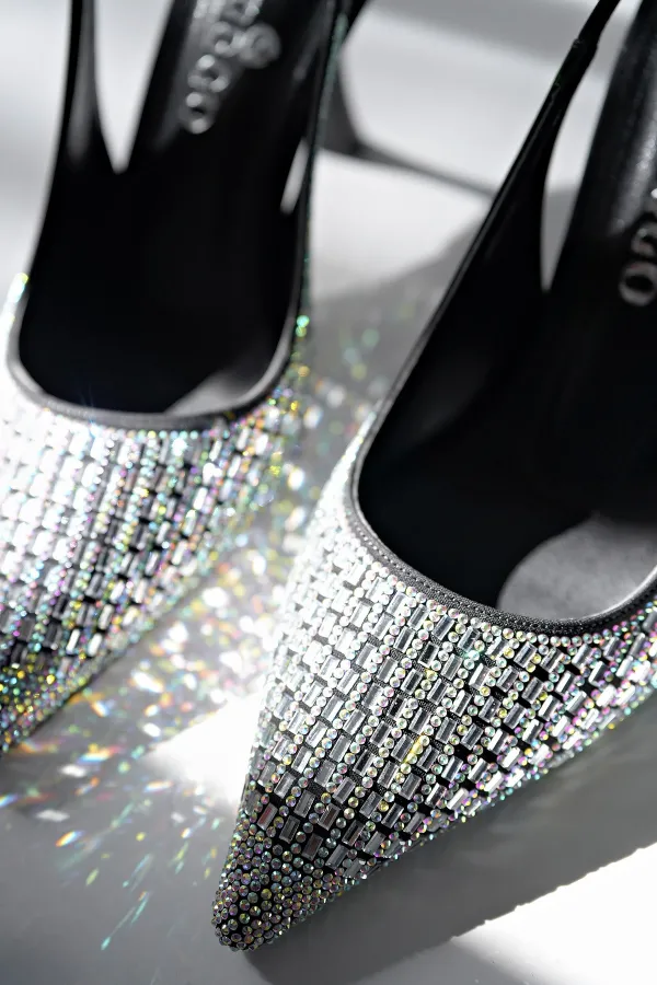 Chaussures habillées classiques à talons pour femmes, bout pointu et talon ouvert, de la marque Muggo JEWELLERY