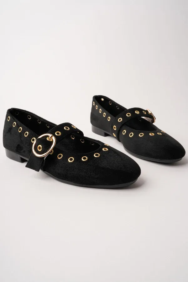 Ballerines en cuir cloutées à boucle dorée Muggo ZENA pour femmes