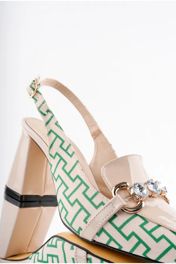 Muggo NİCHOLE Garantili Arkası Açık Kalın Topuklu Tokalı Kadın Ayakkabı