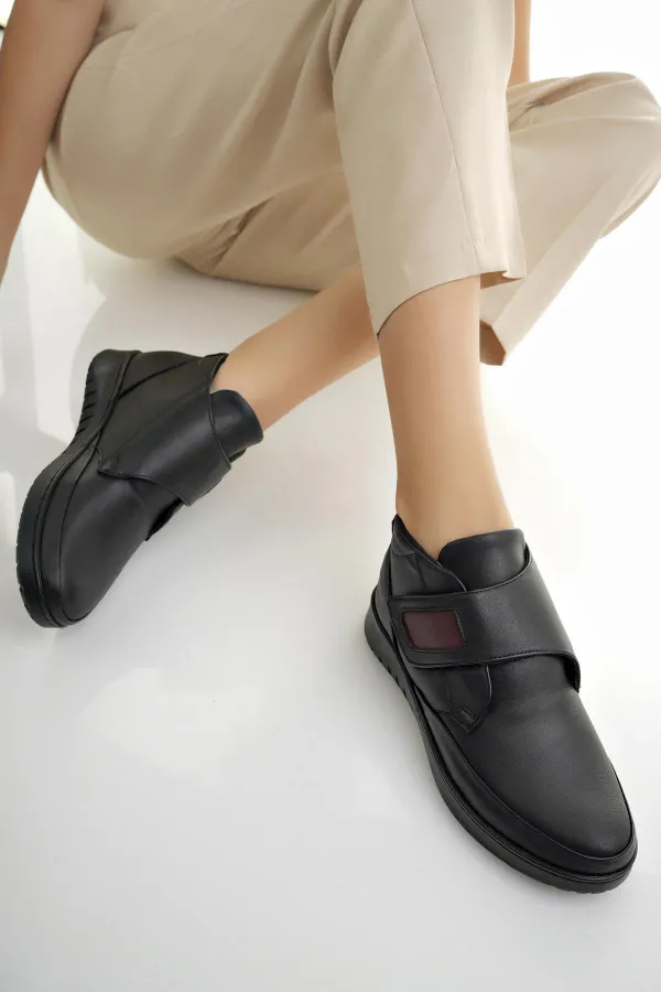 Bottes pour femmes Muggo en cuir véritable avec semelle orthopédique et éperon du talon, garanties médicalement