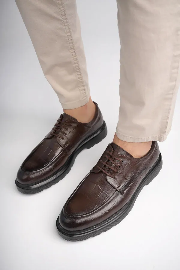 Muggo NORMAN Chaussures pour hommes classiques et confortables en cuir véritable, semelle orthopédique épaisse, idéales au quotidien