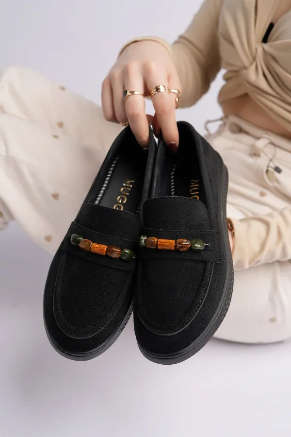 Mocassins décontractés en daim à détails perlés pour femmes Muggo AUREVA