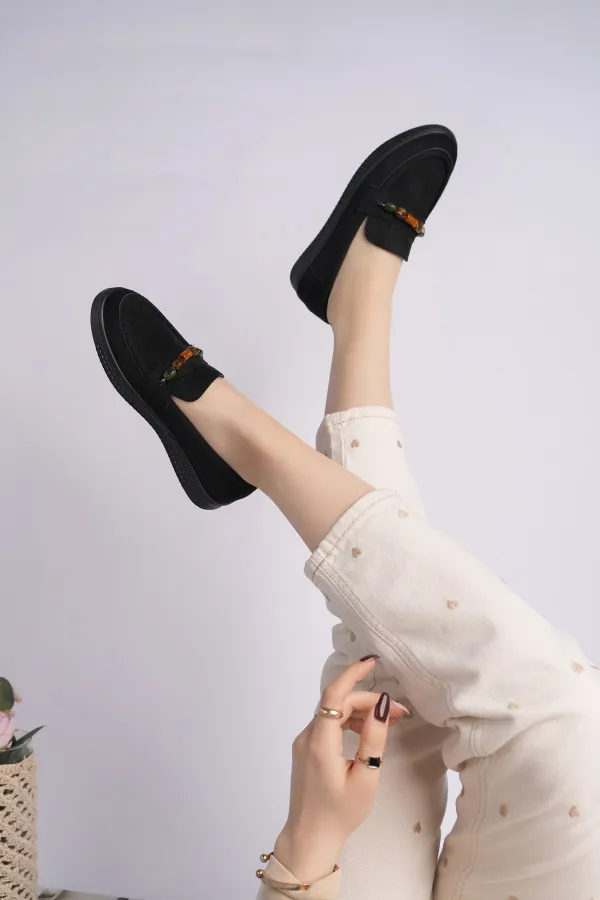 Mocassins décontractés en daim à détails perlés pour femmes Muggo AUREVA