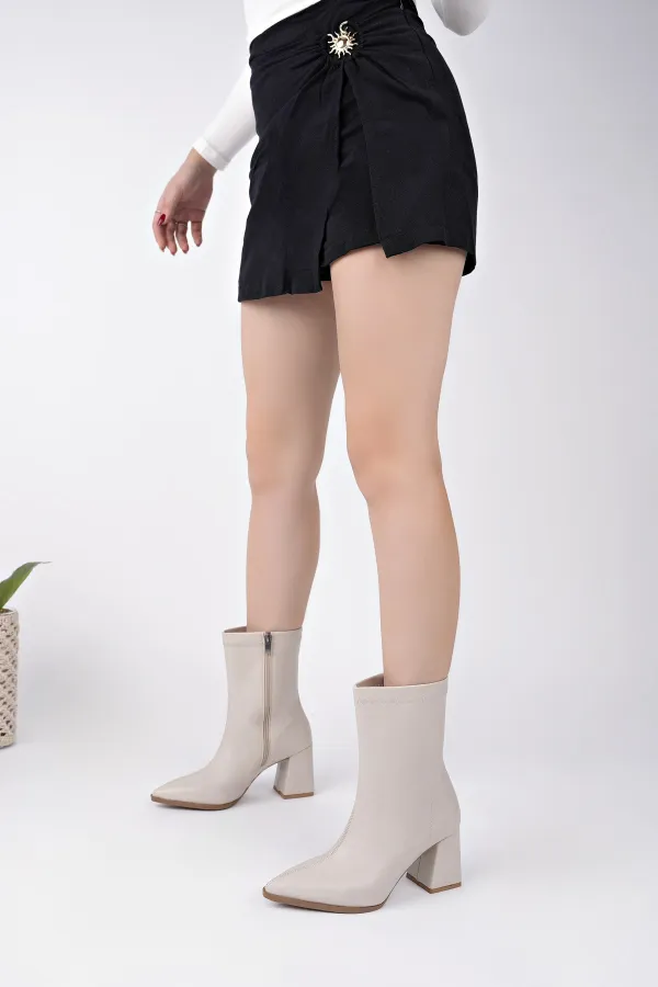 Bottes Muggo CODI à bout pointu, talon épais et fermeture éclair pour femmes