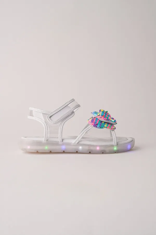 Sandales transparentes à scratch Muggo Pickles avec détails papillon et paillettes