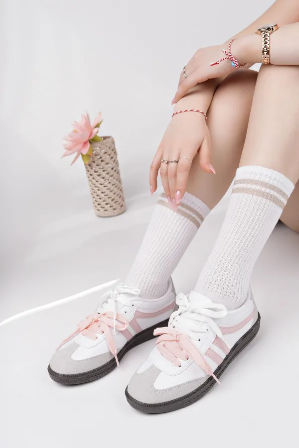 Muggo RETRO Çift Bağcıklı Günlük Kadın Sneaker Spor Ayakkabı