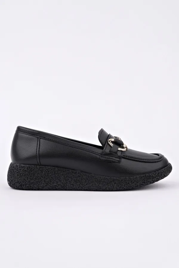 Muggo POLARA Thick Sole Buckle Detail Women's Casual Loafer Shoes 