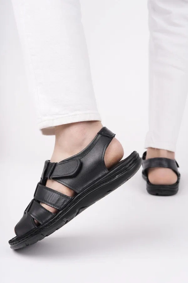 Muggo Charles Guaranteed Men's Casual Genuine Leather Comfortable Soft Sole Orthopedic Sandals