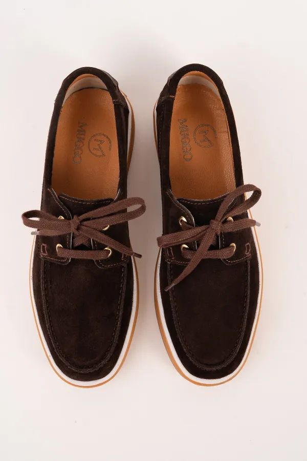 Muggo CRAFT Genuine Suede Leather Lace-up Men's Casual Loafer Shoes