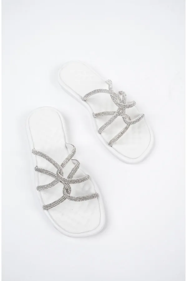 Muggo Bella Kadın Garantili Günlük Ortopedik Taşlı Şık Tarz ve Rahat Terlik