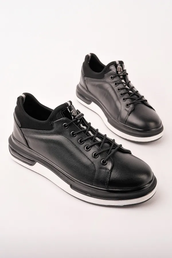 Baskets décontractées à lacets et semelle épaisse en cuir véritable pour homme Muggo REID