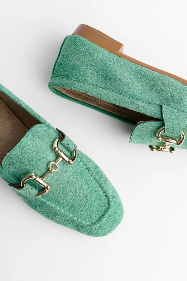 Muggo MONA Garantili Metal Tokalı Deri Kadın Loafer Günlük Ayakkabı