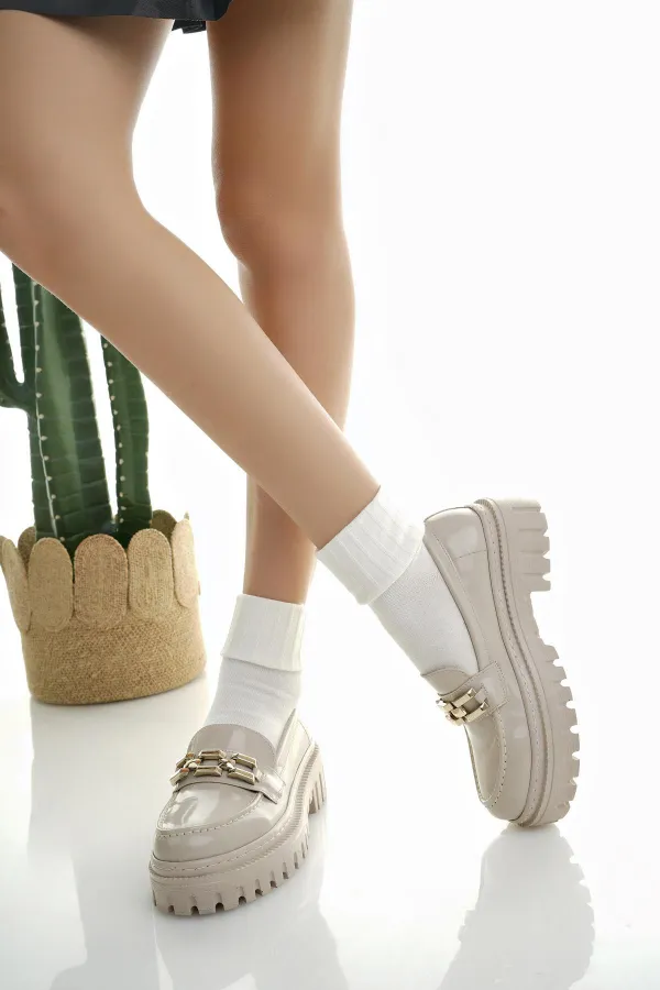 Mocassins Muggo SAMANTHA pour femmes, semelle épaisse, boucle, chaussures décontractées pour tous les jours