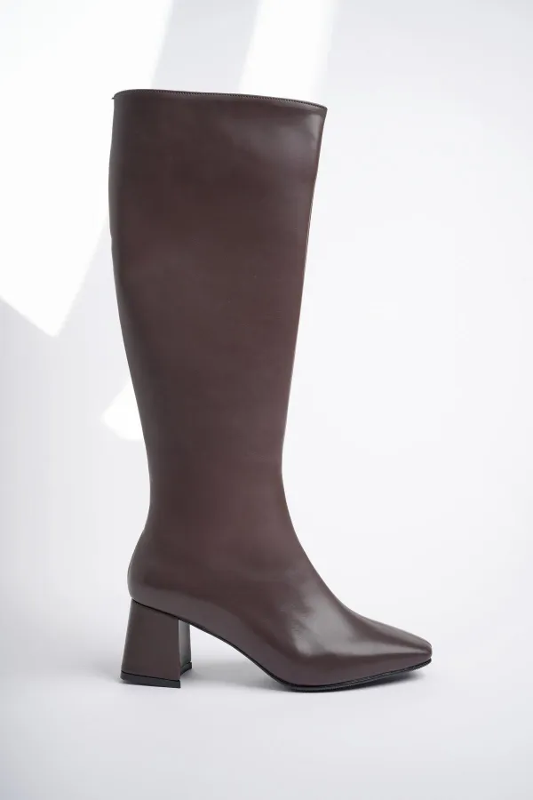 Bottes à talons pour femmes Muggo KAROLINE, bout carré garanti, fermeture éclair latérale