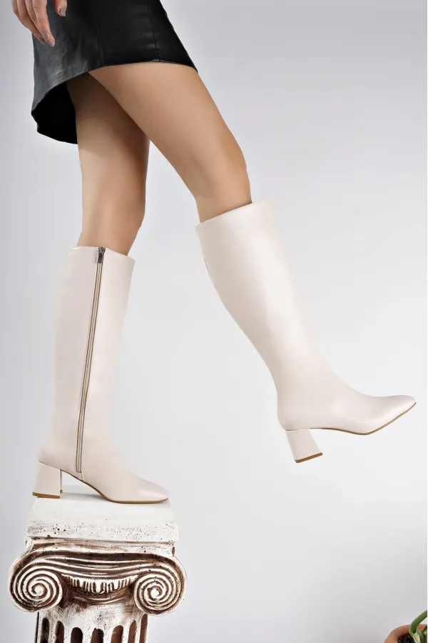 Bottes à talons pour femmes Muggo KAROLINE, bout carré garanti, fermeture éclair latérale