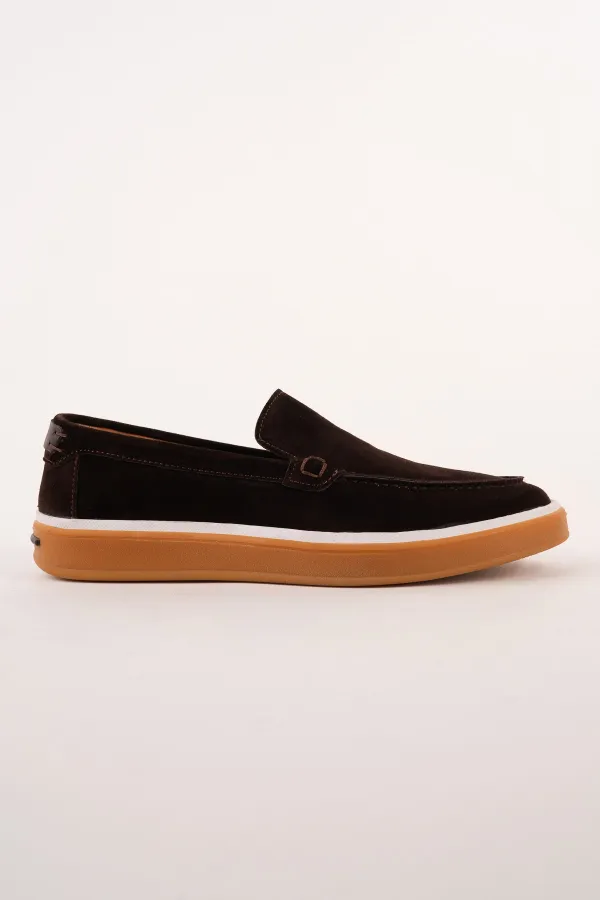 Muggo COVENT Genuine Suede Leather Laceless Men's Casual Loafer Shoes