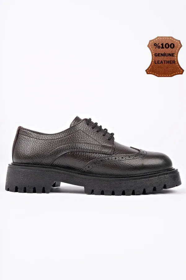 Muggo AMOUR  Bağcıklı Hakiki Deri Kalın Taban Günlük Casual Makosen Kadın Loafer Ayakkabı