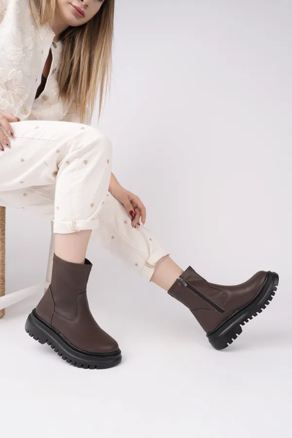Bottes Muggo PITA à semelle épaisse et fermeture éclair pour femmes