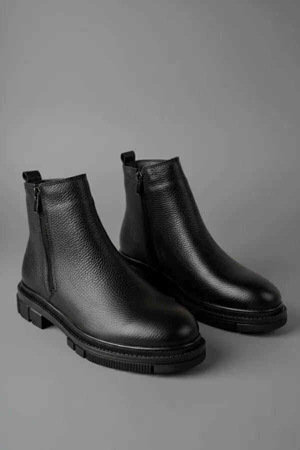 Muggo CHELSEY Genuine Leather Double Zipper Men's Winter Boots