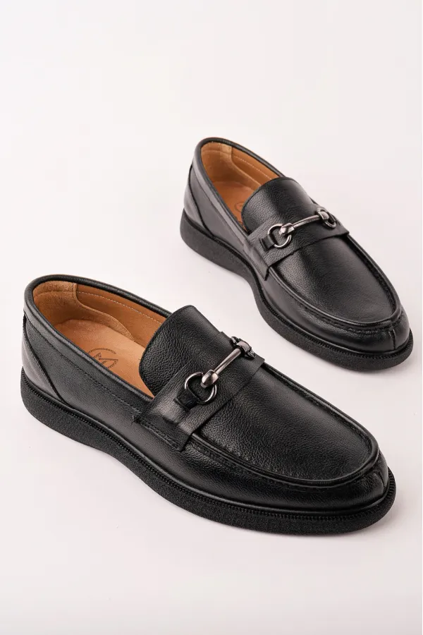 Chaussures décontractées pour hommes Muggo ALFRED en cuir véritable avec boucle en métal et semelle confortable