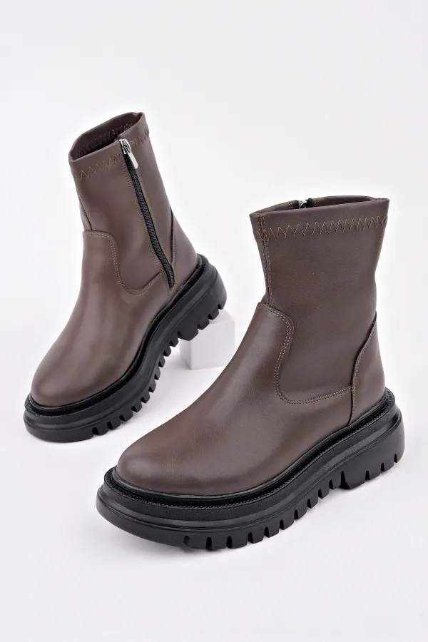 Bottes Muggo PITA à semelle épaisse et fermeture éclair pour femmes