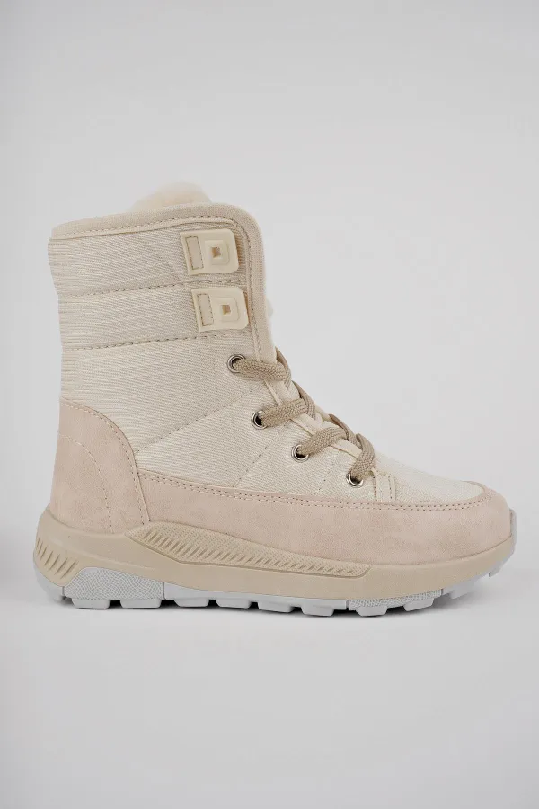 Muggo BUGS Garantili Çocuk Unisex Tırtıklı Taban İçi Kürklü Bağcıklı Fermuarlı Yağmur ve Kar Botu